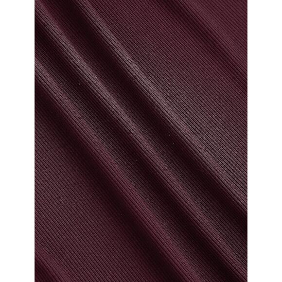 CIDER Solid Square Neck Long Sleeve‎ Ribbed Midi Dress in Wine Size XL - Picture 3 of 10